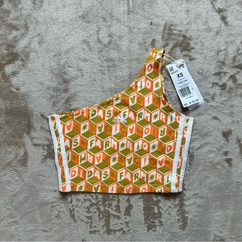 Farm Rio x Adidas Womens Orange and Green Patterned Set Top Xs Bottom Small - Picture 6 of 11